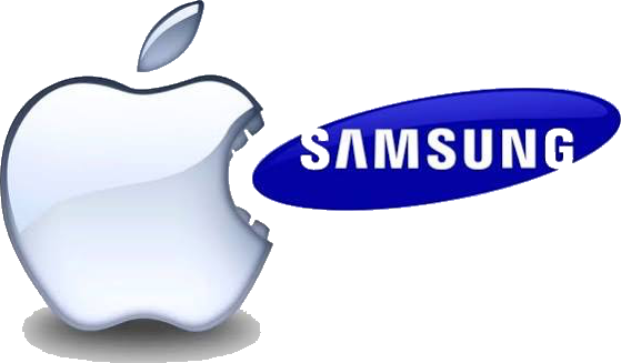 Apple and Samsung logos
